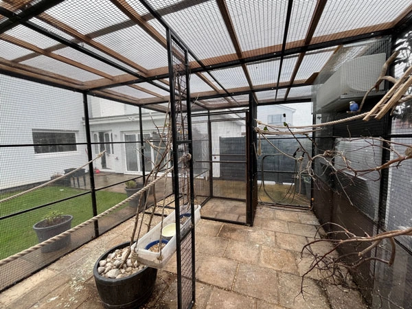 Avairy clad in Perspex weatherproofed